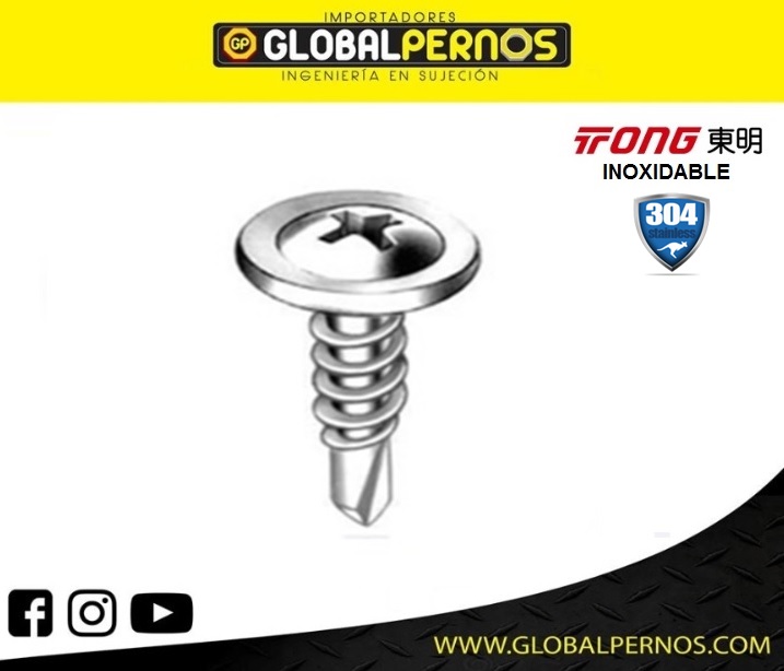 Tor Autoperforante C/Ancha Inox No. 8